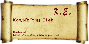 Komjáthy Elek névjegykártya